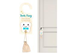 Support de porte à dents avec porte-monnaie avec récipient souvenir pour dents de lait | Encouragez les souvenirs avec poignée de porte en bois Application facile : ce cintre de porte crée un