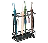 Support de Porte-Parapluie en métal, Peut contenir 18 à 45 parapluies. Panier à Parapluie Large-Ca, avec Crochet et bac d'égouttement Mobile (Taille : 10 Trous 8 Crochets)