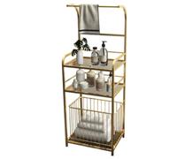 Support de Porte-Serviettes en métal avec étagère de Rangement à 2 Niveaux et Panier de Panier à Linge
