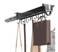 Support de pot à suspendre réglable avec 20 crochets - Rail de rangement coulissant pour placard de cuisine et placard, supporte jusqu'à 34 kg - Solution utilitaire peu encombrante