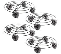 Support de Pot de Fleurs en Métal à Roulettes, Lot de 4 Supports pour Pots de Plantes d'Intérieur et Extérieur, 27 cm Chacun