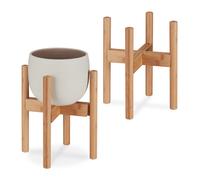 Relaxdays Supports de plantes en bambou réglables et empilables pour pots Ø 32 cm Set de 2 Naturel