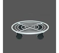 Support de pot de fleurs rond en métal avec roulettes roulantes pour intérieur et extérieur - Support amovible pour pots de fleurs, vases à whisky (diamètre 30 cm, blanc)