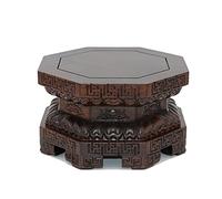 Support de Pot de Plante de Jardin Base de Statue de Bouddha en Bois Siège de Lotus surélevé à Huit côtés Guanyin Dieu de la Richesse Vase sculpté Présentoir Support de Plante de Jardin Présentoir