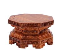 Support de Pot de Plante de Jardin Base de Vase en Bois Base de Statue de Bouddha en Bois Siège de Lotus surélevé à Huit côtés Guanyin Dieu de la Richesse Vase sculpté Présentoir Support de Plante de