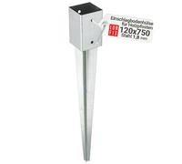 Support de Poteau 120x120mm galvanisé, support piquet clôture bois, poteau pour toile ombrage, fixation solide, piquet ancrage sol métal pour jardin, piquet de support, enfoncer stable, ancre