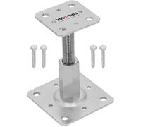 KOTARBAU® Pied Réglable - Support de Poteau - Acier Galvanisé - 80 x 80 mm - Argent - Pied de Poteau Reglable - 90-150 mm
