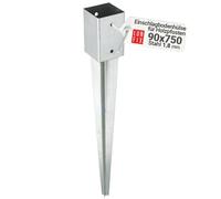 Support de Poteau 90x90mm galvanisé, support piquet clôture bois, poteau pour toile ombrage, fixation solide, piquet ancrage sol métal pour jardin, enfoncer stable, ancre