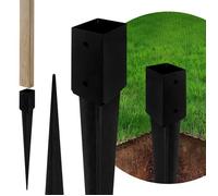 ADGO - 1 Pièce - Support de Poteaux a Enfoncer - Base Carrée - 45x600mm - Pied d'Ancrage Galvanisé - Fixation de Poteaux de Clôture et Structures Extérieures - Métal Robuste - Noir
