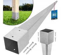 KOTARBAU® Support de Poteau a Enfoncer 121 x 121 mm Longueur 750 mm Pied de Poteau Galvanisé à chaud Ancre a Enfoncer pour Poteau Fixation Poteau Bois Support Poteau Bois à Enfoncer