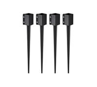 Support De Poteau Avec Revêtement En Poudre Noir Extérieur 91,4x11,3x11,3cm 4 Pièces