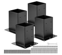 VEVOR Support de Poteau Bois 140x140 mm, Base de Poteau, Lot de 4, Taille Interne 142x142 mm, en Acier au Carbone Robuste, Ancrage de Poteaux Stable pour Support Garde-corps Terrasse, Pavillon, Noir