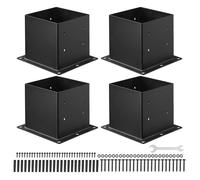 VEVOR Support de Poteau Bois de 89x89 mm, Base de Poteau, Lot de 4, Taille Interne 92x92 mm, en Acier au Carbone Robuste, Ancrage de Poteaux Stable pour Support Garde-corps Terrasse, Pavillon, Noir