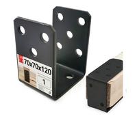 Support de poteau en U 70x70x120 mm avec perçages Ø11 mm, noir thermolaqué, à visser - Ancre de poteau Douille de sol Connecteur d'angle Sabot de poutre Support de poteau de clôture Connecteur bois