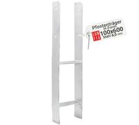 Support de poteau H 100x600x6mm, 1 pièce, pied galvanisé à chaud, support bois, embase acier anticorrosion, pied de poteau pour clôture bois, poteaux de clôture et ancrage en H béton