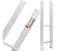Support de poteau H 160x600x6mm, 1 pièce, pied galvanisé à chaud, support bois, embase acier anticorrosion, pied de poteau pour clôture bois, poteaux de clôture et ancrage en H béton