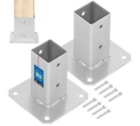 KOTARBAU® 2X Support De Poteau 50 x 50 mm en Acier Galvanisé | Support De Poteau À Visser pour Poteaux | Pied Poteau | Platine Poteau | Support Poteau Bois |Fixation Poteau Bois |Support Poteau Acier