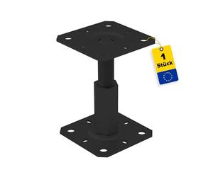 Support de poteau réglable en hauteur de 100 à 150 mm - Support de poteau à visser - Pied de support - Ancrage de poteau - Douille à visser - Ancre - Tige filetée M20 - Plaque d'ancrage 130/130 x 3 mm