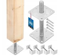 KOTARBAU® 4x Support De Poteau 110x110x250 mm En Acier Galvanisé | Support De Poteau À Visser Pour Poteaux |Pied Poteau |Platine Poteau |Support Poteau Bois |Fixation Poteau Bois |Support Poteau Acier