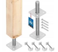 KOTARBAU® 4x Support De Poteau 80x80x250 mm En Acier Galvanisé | Support De Poteau À Visser Pour Poteaux | Pied Poteau | Platine Poteau |Support Poteau Bois |Fixation Poteau Bois |Support Poteau Acier