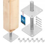 Support de poteau - set de 6 pied de poteau galvanisé et réglable - pour bois - filetage M24 mm - 160 x 160 x 250 mm - KOTARBAU