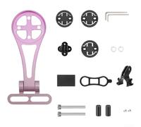 Support de potence de vélo en alliage réglable à 180° | Rotation à 180 degrés, construction en alliage d'aluminium, design creux léger, convient pour Garmin et Bryton (rose dégradé)
