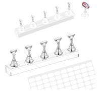 Support de pratique pour ongles magnétique - Lot de 2 bases acryliques - 10 supports magnétiques amovibles