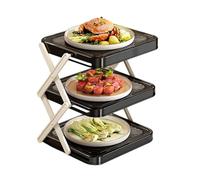 Support de préparation de cuisine, organisateur de plateau pliable, système de stockage des aliments à 3 niveaux, support de plateau de repas empilable portable multicouche, conception de style utilit