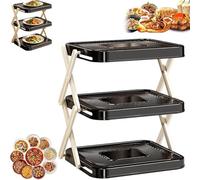 Support De Préparation Des Aliments Cuisine Pliable À 3 Niveaux, Organisateur Plateau Fruits Et Légumes Double Usage Mural Bureau For Marmite Barbecue(Black)