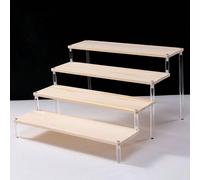 Support de présentation de bureau en bois, étagère d'affichage à plusieurs niveaux en acrylique pour figurines, bijoux et rangement de décoration 1er étage A,2ème étage B,3ème étage C,4ème étage D,(35