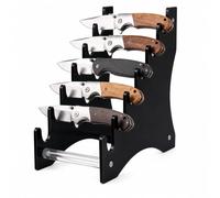 Support de Présentation en Acrylique Noir - 6 Niveaux pour Couteaux de Poche, Pliants, EDC et Dagues - Fentes en U, Support Opaque pour Maison, Commerce ou Vitrine (2set)