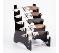 Support de Présentation en Acrylique Noir - 6 Niveaux pour Couteaux de Poche, Pliants, EDC et Dagues - Fentes en U, Support Opaque pour Maison, Commerce ou Vitrine (Noir)