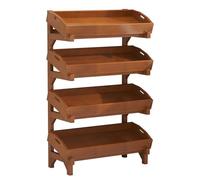 Support de présentation en bois avec plateau amovible, rangement peu encombrant, nizer haute capacité, 3 couches, idéal pour la maison et la cuisine (finition noyer)