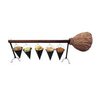 Support de présentation pour aliments d'Halloween avec balai de sorcière | Présentoir à balais de sorcière à étages en résine. Parfait pour organiser des pâtisseries, des collations