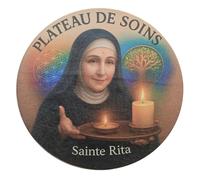 Support de prière Sainte Rita & Arbre de Vie - Support spirituel et énergétique - Planche d’intentions artisanale - Fabrication française - Chrizeltia - Diamètre 20cm