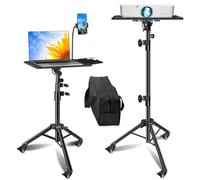 Support de Projecteur, Trépied en Métal pour Ordinateur Portable avec Roues, Trépied Pliable avec Plateau, Hauteur Réglable, Support Portable Intérieur pour Equipement de DJ