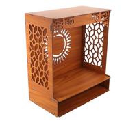 Support de Puja en Bois Massif, Autel de Table Sculpté pour Prières | Bois Massif, Assemblage Tenon-mortaise Traditionnel, Finition Polie à Main, pour Figurines et Statues