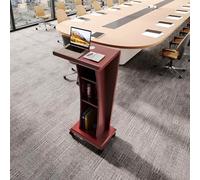 Support De Pupitre D'hôtesse en Bois Massif avec roulettes, Pupitre De Réception Portable for Églises, Pupitre Robuste for Bureau À Domicile(Brun)