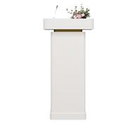 Support de pupitre Moderne, Support de Podium au Sol, Support de pupitre Parlant avec Rangement, chaire en métal for Restaurants, églises, séminaires, écoles(White)