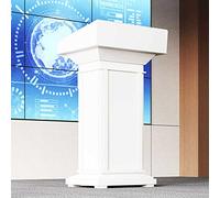 Support de pupitre, podium de luxe en bois, acier inoxydable épais pour églises avec tiroir, large surface de lecture, podium de restaurant de réception pour hôtels, séminaires, mariages (blanc)