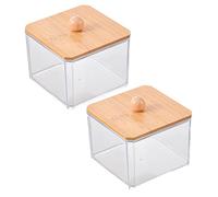 Support de QTIP 2PCS, Support d'écouvillon en Coton en Plastique Transparent, Pots d'apothicaire imperméables imperméables avec couvercles, Support de Coton de Grande capacité pour Coton-Tige, b