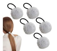 Support de queue de cheval en fourrure - Corde à cheveux pour fille - Pour queue de cheval pour femme - Élastiques à boules en fourrure chics - Cravates tendance pour les rendez-vous, les écoles