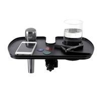 Support de rack de microphone multifonctionnel - Support de tablette pour microphone avec porte-gobelet, matériau PP, pièces métalliques, tablette de microphone, cartes son - Pour le streaming en