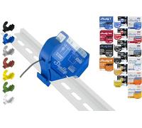 Support de rail DIN « Mini » pour 18 shellys : 1 Gen3, 1PM Gen3, 2PM Gen3, i4 Gen3, Plus 1, Plus 1PM, Plus 2PM, Plus i4, Plus 0-10 V, Wave 1PM, Wave 2PM, Wave Shutter, Wave i4 (bleu prime)