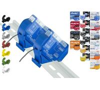 Support de rail DIN « Mini » pour 18 shellys : 1 Gen3, 1PM Gen3, 2PM Gen3, i4 Gen3, Plus 1, Plus 1PM, Plus 2PM, Plus i4, Plus 0-10 V, Wave 1PM, Wave 2PM, Wave Shutter, Wave i4 (2 x bleu prime)