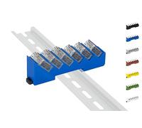 Support de rail DIN pour 6 bornes Wago 221-412/413 (bornes wagon non incluses) (bleu)