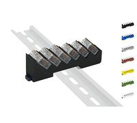 Support de rail DIN pour 6 bornes Wago 221-412/413 (bornes wagon non incluses) (noir (prime))