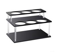 Support de rangement à 2 niveaux en acrylique transparent pour sirop de café et bouteilles de cuisine, bar, condiments et étagère de présentation (noir)