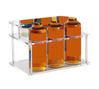 Support de rangement à 2 niveaux en acrylique transparent pour sirop de café et bouteilles de cuisine, bar, condiments et étagère de présentation (transparent)