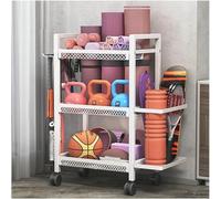 Support de rangement à 3 couches avec crochets, support de poids pour salle de sport à domicile, support d'haltères, support de tapis de yoga et panier à rouleaux en mousse